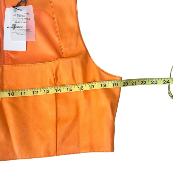 7 For All Mankind Faux Vegan Leather Crop Top Zipper Back Size XL Orange NWT - Picture 5 of 15